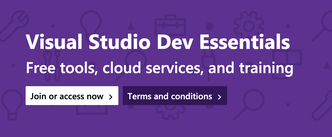 Visual Studio Dev Essentials Join or access